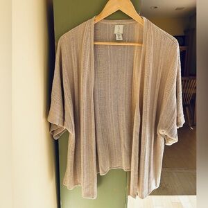 Joie Women’s Oatmeal Short Sleeve Open Front Cardigan Linen Blend Lightweight- S